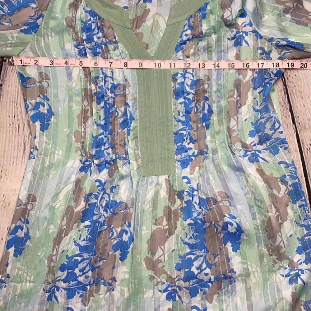 DKNY JEANS Green Floral Tunic Top Size: Medium - Picture 6 of 17